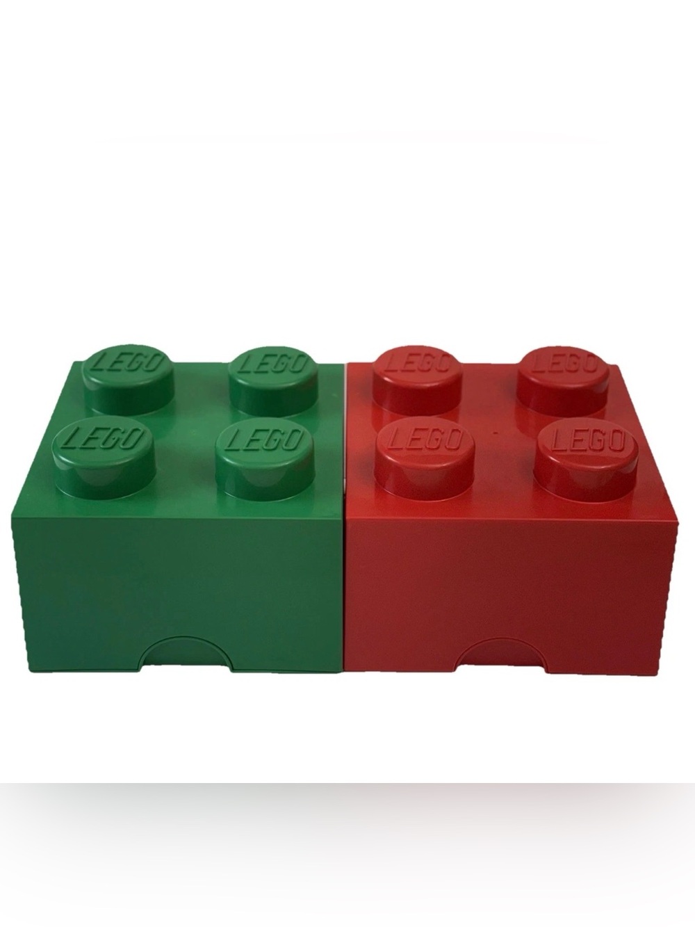 LEGO 4 Stud Storage Brick Drawer Set Of 2 Red Green Stackable Organizer Box 10”